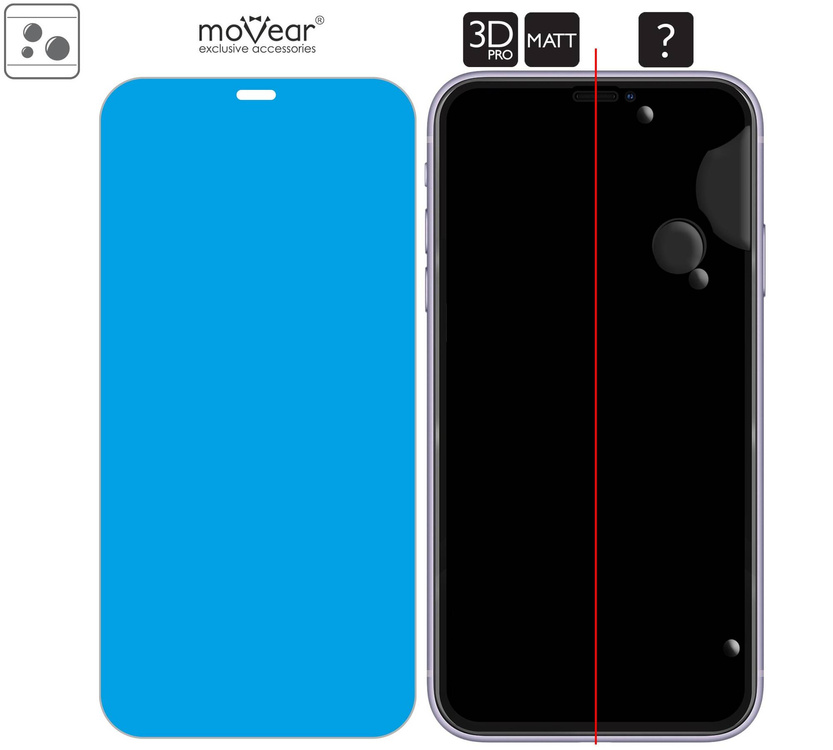 moVear GLASS mSHIELD 3D PRO MATT for Apple iPhone 11 / Xr (6.1") | (Anti-reflective)