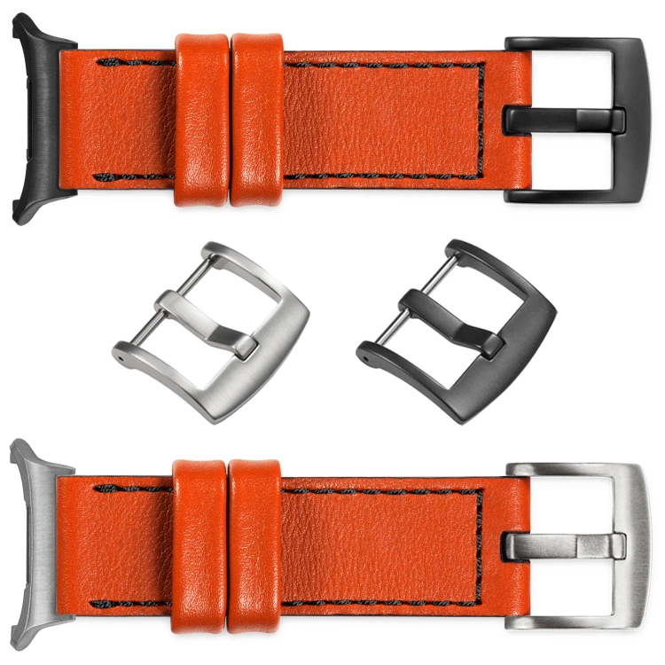 moVear Prestige C1 24mm Orange Leather strap for Samsung Galaxy Watch Ultra | Orange stitching [sizes XS-XXL and buckle to choose from]