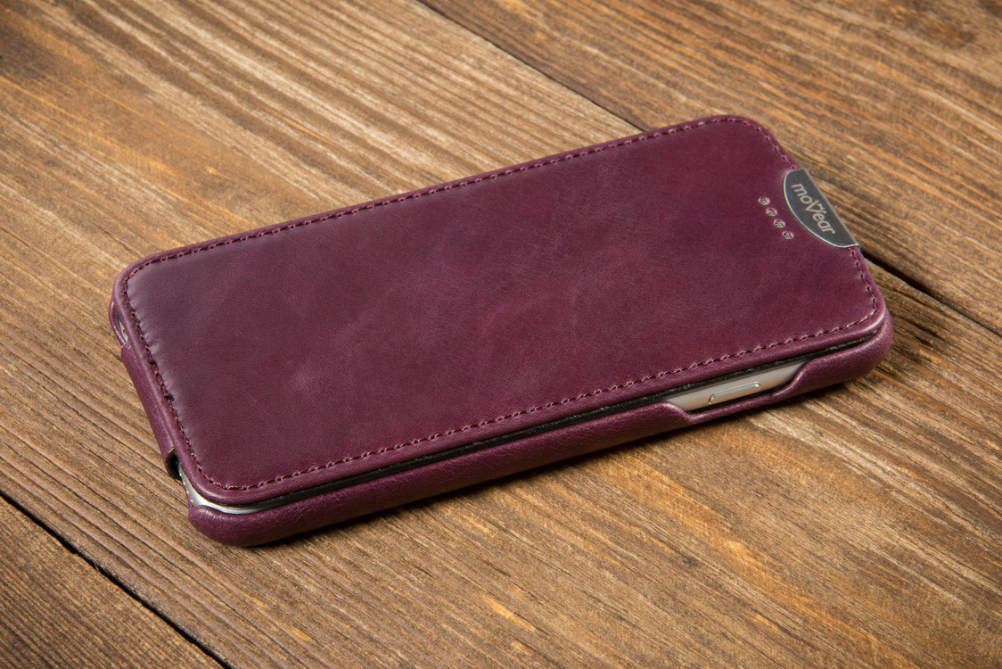 moVear flipDown C Leder-Hülle für Apple iPhone 6 / 6s | Vintage Ledercase, Violett