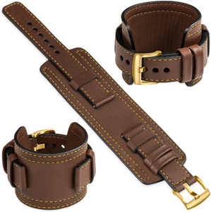 moVear Prestige CW1 18mm Wide leather watch strap with pad | Dark brown, Dark brown stitching [sizes XS-XXL and buckle to choose from]