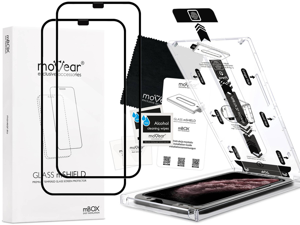 2 Stk. | moVear mBOX GLASS mSHIELD 2.5D MAX für Apple iPhone 11 Pro Max / Xs Max (6.5") (einfache Installation)