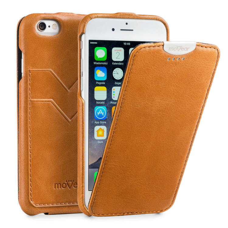 moVear flipDown C+ Leather Case for Apple iPhone 6 / 6s | Vintage, Light Brown