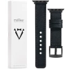 moVear Prestige C1 24mm Schwarz Lederarmband für Apple Watch 10 / 9 / 8 / 7 / 6 / 5 / 4 / SE (46/45/44mm) & Ultra (49mm) | Schwarz Nähte [Größen XS-XXL und Schnalle zur Auswahl]