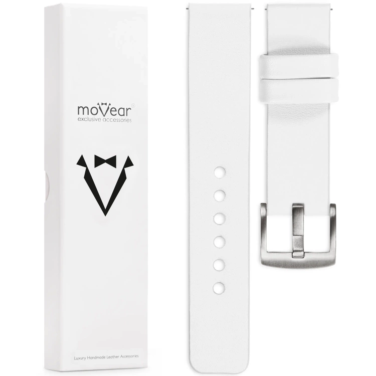 moVear Prestige S1 20mm Lederarmband für Amzfit GTS / Bip / Zeep Weiß [Schließe nach Wahl]