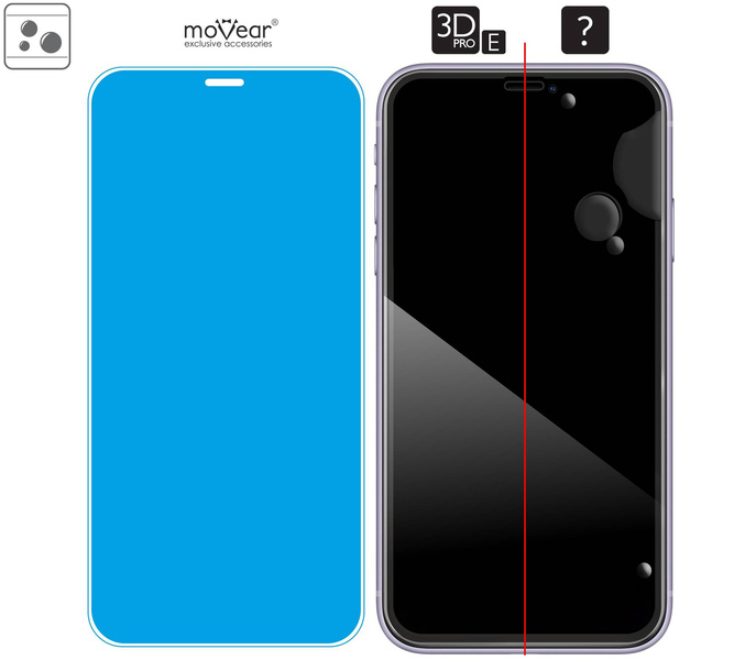 moVear GLASS mSHIELD 3D PRO-E für Apple iPhone 11 Pro Max / Xs Max (6.5") (Handyhülle freundlich)