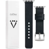 moVear Prestige S1 24mm Lederarmband für Apple Watch 10 / 9 / 8 / 7 / 6 / 5 / 4 / SE (46/45/44mm) & Ultra (49mm) Schwarz [Adapter und Schnalle zur Auswahl]
