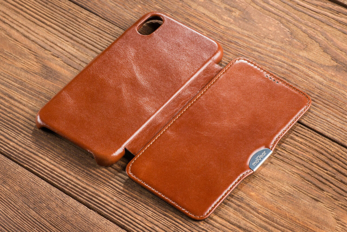 moVear flipSide C Leder Handyhülle für Apple iPhone Xr (6.1") | Vintage Leder (Braun)