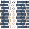 moVear Prestige C1 24mm Blaue Jeans Lederarmband für Apple Watch 10 / 9 / 8 / 7 / 6 / 5 / 4 / SE (46/45/44mm) & Ultra (49mm) | Blaue Jeans Nähte [Größen XS-XXL und Schnalle zur Auswahl]