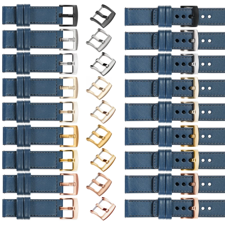moVear Prestige C1 26mm Uhrenarmband aus Leder | Blaue Jeans, Blaue Jeans Nähte [Größen XS-XXL und Schnalle zur Auswahl]