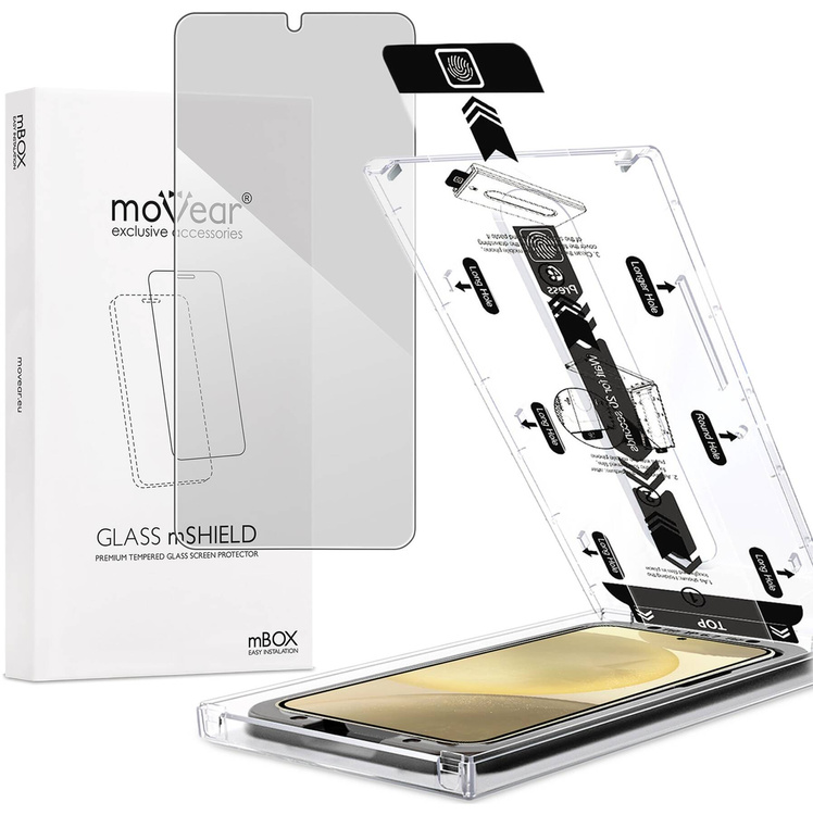 moVear mBOX GLASS mSHIELD 2.5D privacy für Samsung Galaxy S25+/S24+ (Plus) (6.7") (Anti-Spionage, mit Applikator)