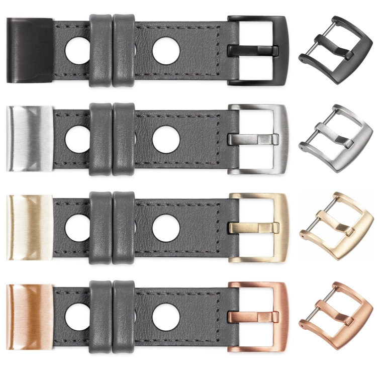 moVear Prestige R1 Leather strap for Garmin QuickFit 22mm (Fenix / Forerunner / Epix / Instinct / Enduro / Quatix / MARQ - 47/45mm) Gray, Gray stitching [sizes XS-XXL and buckle to choose from]