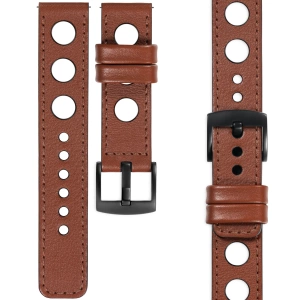 moVear Prestige R1 22mm Brown Leather strap for Garmin Vivoactive 4, Venu 3/2 | Brown stitching [sizes XS-XXL and buckle to choose from]