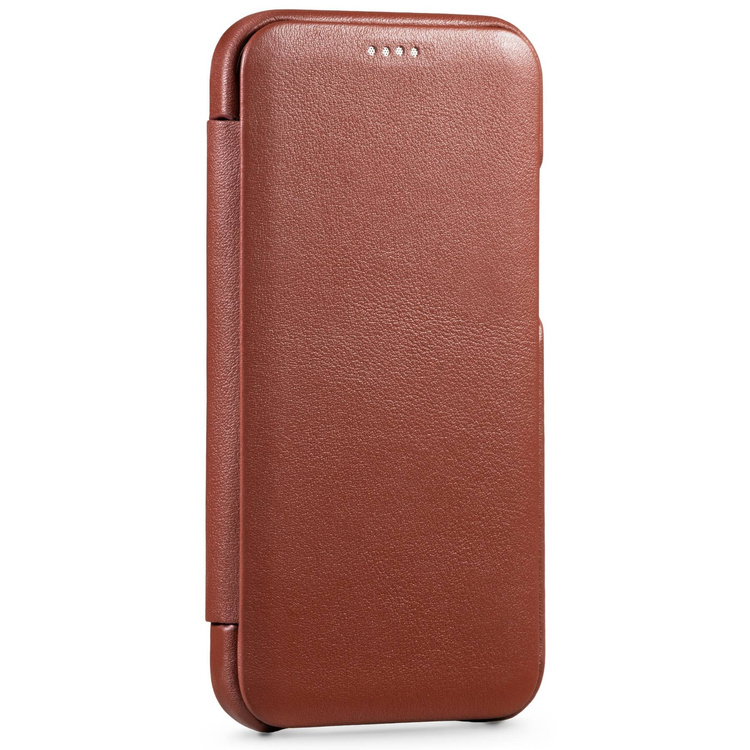 moVear flipSide S Leather slim case for Apple iPhone 12 Pro / 12 (6.1") | Nappa leather (Brown)