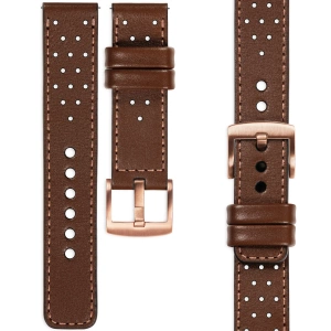 moVear Prestige R2 18mm Dark brown Leather strap for Garmin Vivoactive 4S, Venu 3S/2S, Vívomove 3S | Dark brown stitching [sizes XS-XXL and buckle to choose from]