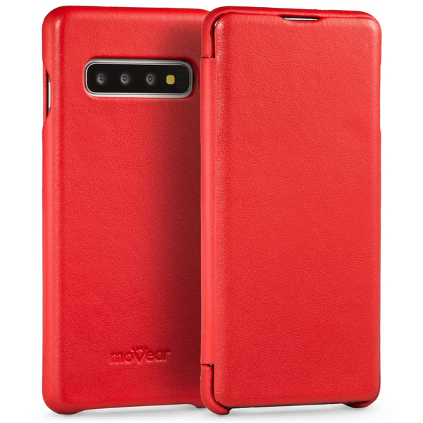 moVear flipSide S Leather slim case for Samsung Galaxy S10 (6.1") | Nappa leather (Red)