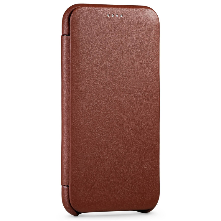 moVear flipSide S Ledertasche für Apple iPhone 11 Pro (5.8") | Glatte Leder, Handy Hülle book type (Braun)