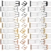 moVear Prestige C1 20mm Weiß Lederarmband für Apple Watch 10 / 9 / 8 / 7 / 6 / 5 / 4 / SE (46/45/44mm) & Ultra (49mm) | Weiß Nähte [Größen XS-XXL und Schnalle zur Auswahl]