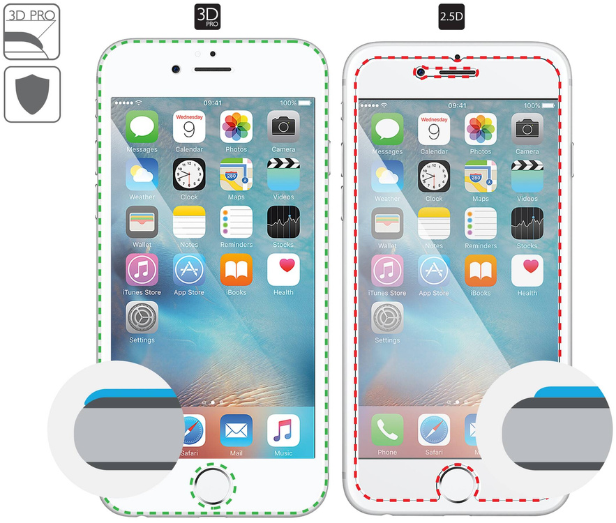 moVear GLASS mSHIELD 3D PRO for Apple iPhone 6 Plus / 6s Plus (5.5") (full screen protection)