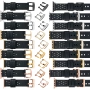 moVear Prestige R2 20mm Schwarz Lederarmband für Apple Watch 10 / 9 / 8 / 7 / 6 / 5 / 4 / SE (42/41/40mm) | Schwarz Nähte [Größen XS-XXL und Schnalle zur Auswahl]