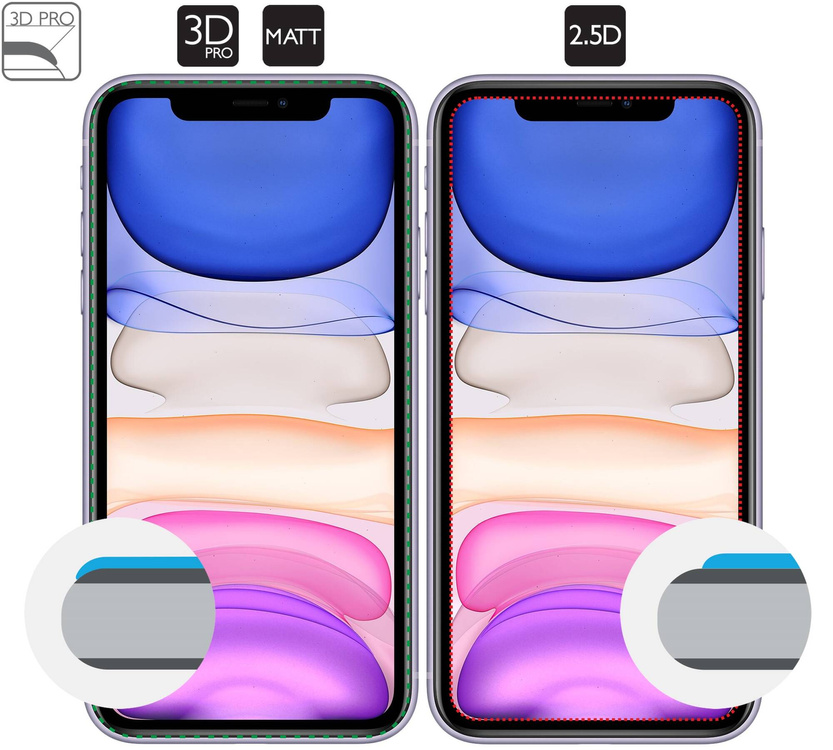 moVear GLASS mSHIELD 3D PRO MATT for Apple iPhone 11 / Xr (6.1") | (Anti-reflective)