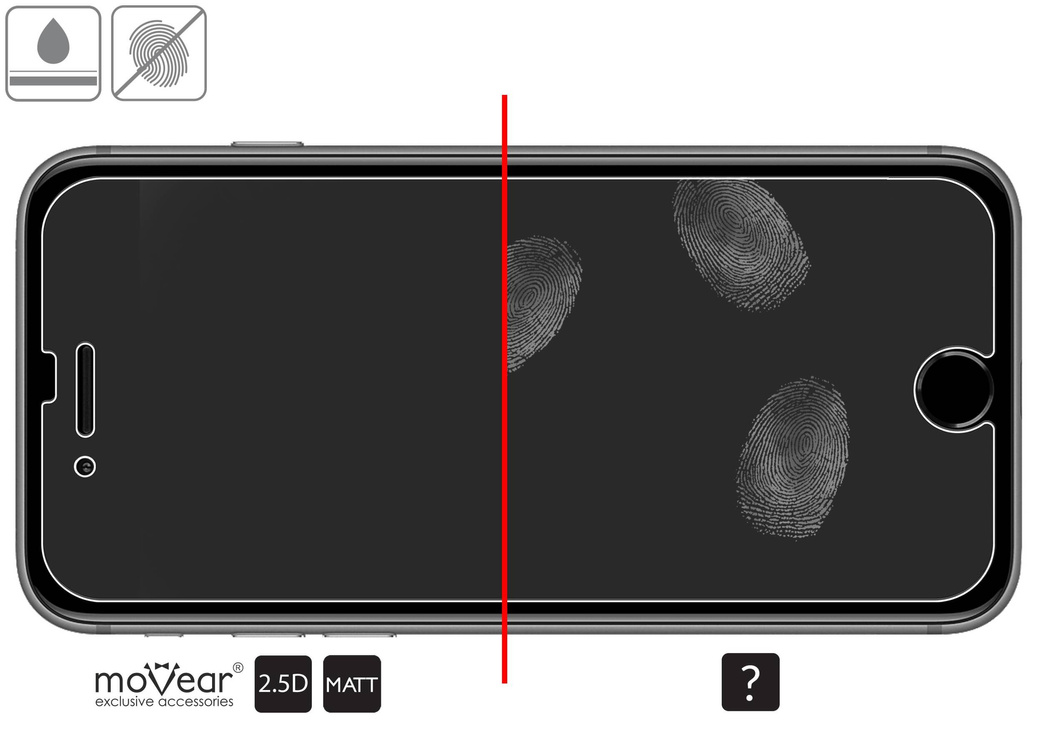 moVear GLASS mSHIELD 2.5D MATT für Apple iPhone 6 Plus / 6s Plus (5.5") | (Antireflex, Handyhülle freundlich)