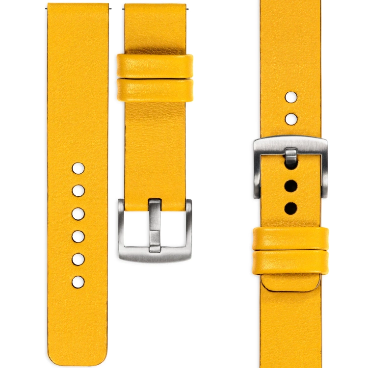 moVear Prestige S1 19mm Uhrenarmband aus Leder | Gelb [Größen XS-XXL und Schnalle zur Auswahl]
