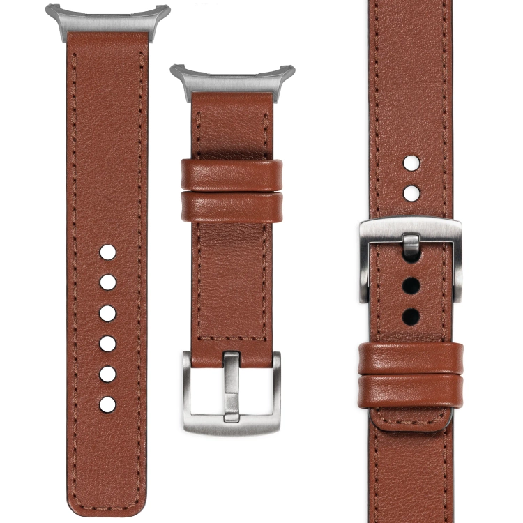 moVear Prestige C1 24mm Brown Leather strap for Samsung Galaxy Watch Ultra | Brown stitching [sizes XS-XXL and buckle to choose from]