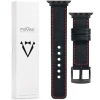 moVear Prestige C1 22mm Black Leather strap for Apple Watch 10 / 9 / 8 / 7 / 6 / 5 / 4 / SE (42/41/40mm) | Black stitching [sizes XS-XXL and buckle to choose from]