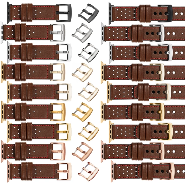 moVear Prestige R2 20mm Dark brown Leather strap for Apple Watch 10 / 9 / 8 / 7 / 6 / 5 / 4 / SE (42/41/40mm) | Dark brown stitching [sizes XS-XXL and buckle to choose from]