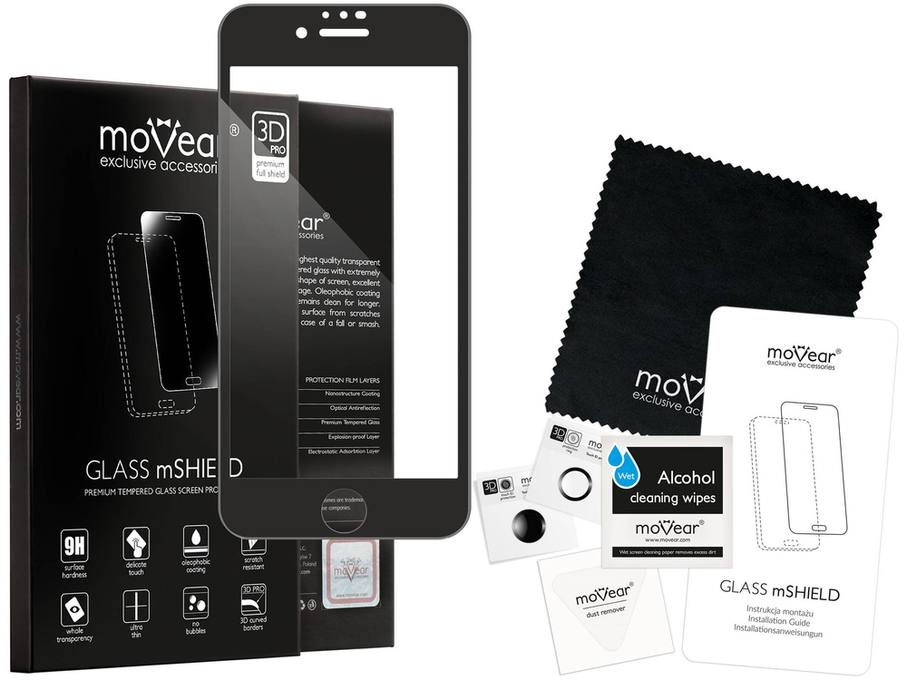moVear GLASS mSHIELD 3D PRO-E for Apple iPhone SE (2022 / 2020) / 8 / 7 (4.7") (case friendly)