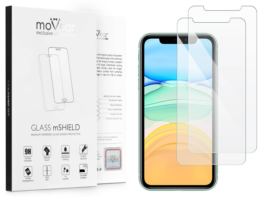 2 Stk. | moVear GLASS mSHIELD 2.5D für Apple iPhone 11 / Xr (6.1") (Handyhülle freundlich)
