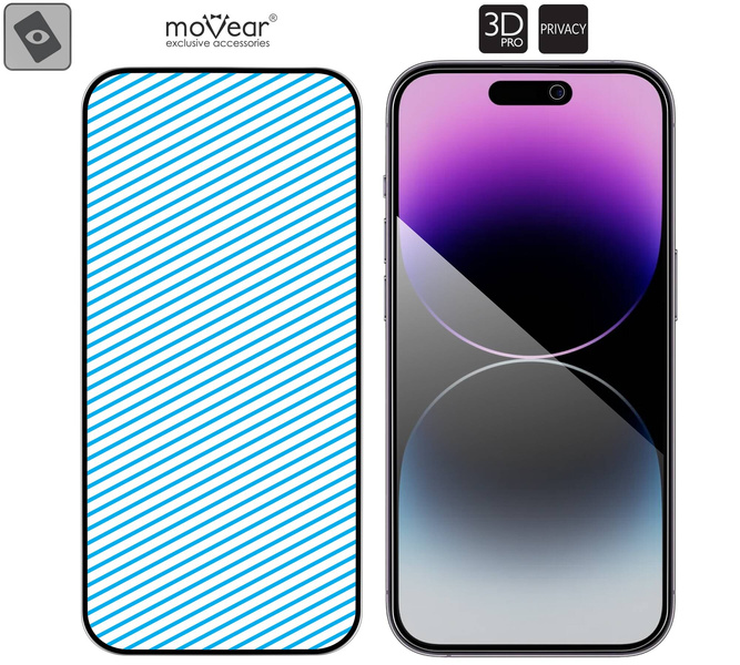 2 Stk. | moVear GLASS mSHIELD 3D PRO privacy für Apple iPhone 14 Pro Max (6.7") | (Privatisierung)