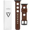 moVear Prestige R1 24mm Dunkelbraun Lederarmband für Apple Watch 10 / 9 / 8 / 7 / 6 / 5 / 4 / SE (46/45/44mm) & Ultra (49mm) | Dunkelbraun Nähte [Größen XS-XXL und Schnalle zur Auswahl]