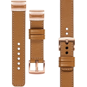 moVear Prestige C1 Leather strap for Garmin QuickFit 20mm (Fenix / Instinct - 43/42/40mm) Light brown, Light brown stitching [sizes XS-XXL and buckle to choose from]