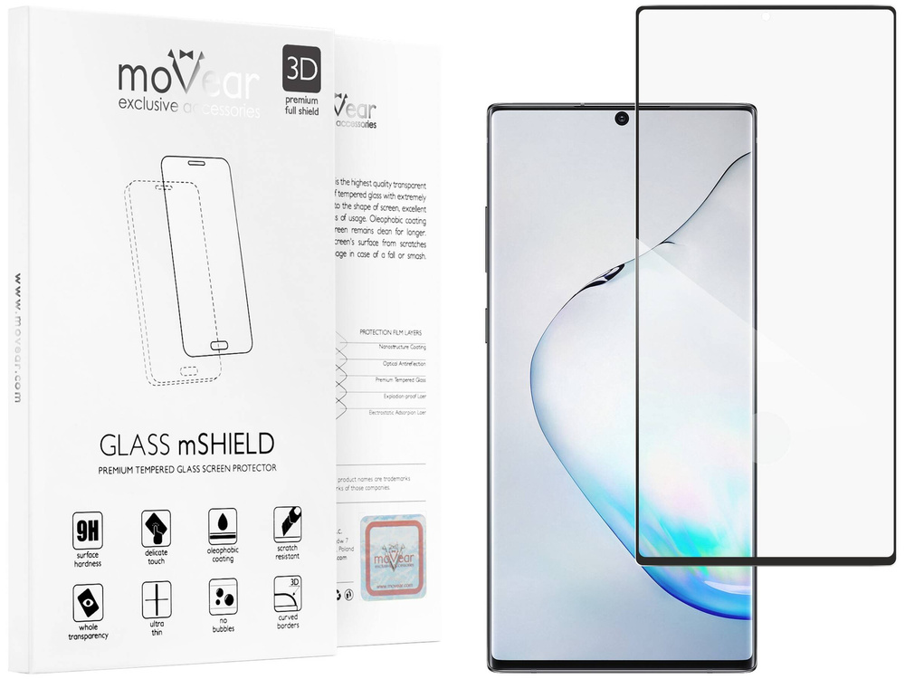 moVear GLASS mSHIELD 3D for Samsung Galaxy Note 10+ (Plus) (6.8") (full screen protection)