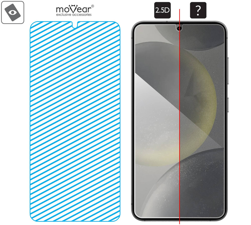 2 Stk. | moVear mBOX GLASS mSHIELD 2.5D für Samsung Galaxy S25/S24 (6.2") (einfache Installation)