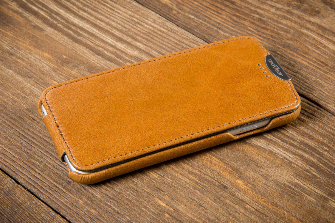moVear flipDown C Leder-Hülle für Apple iPhone 6 / 6s | Vintage Ledercase, Hellbraun