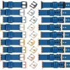 moVear Prestige C1 22mm Blau Lederarmband für Apple Watch 10 / 9 / 8 / 7 / 6 / 5 / 4 / SE (46/45/44mm) & Ultra (49mm) | Blau Nähte [Größen XS-XXL und Schnalle zur Auswahl]