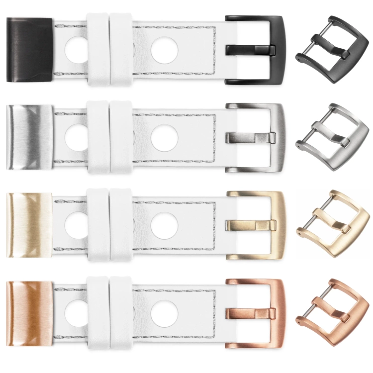 moVear Prestige R1 Leather strap for Garmin QuickFit 20mm (Fenix / Instinct - 43/42/40mm) White, White stitching [sizes XS-XXL and buckle to choose from]