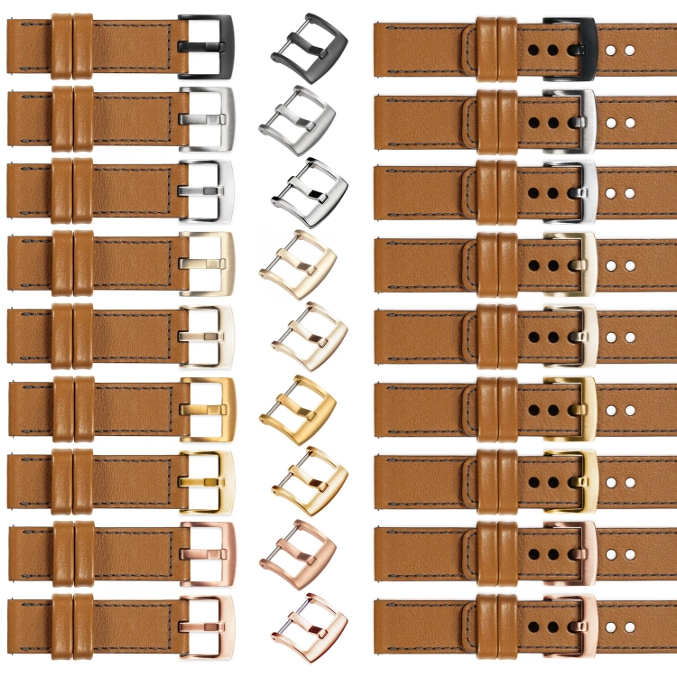 moVear Prestige C1 26mm Uhrenarmband aus Leder | Hellbraun, Hellbraun Nähte [Größen XS-XXL und Schnalle zur Auswahl]