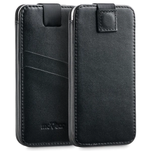 moVear pocketCase C+ Slide in leather Bag Pouch for Samsung rozmiar L (ok 160 x 79 x 8mm) | Smooth leather (Black)
