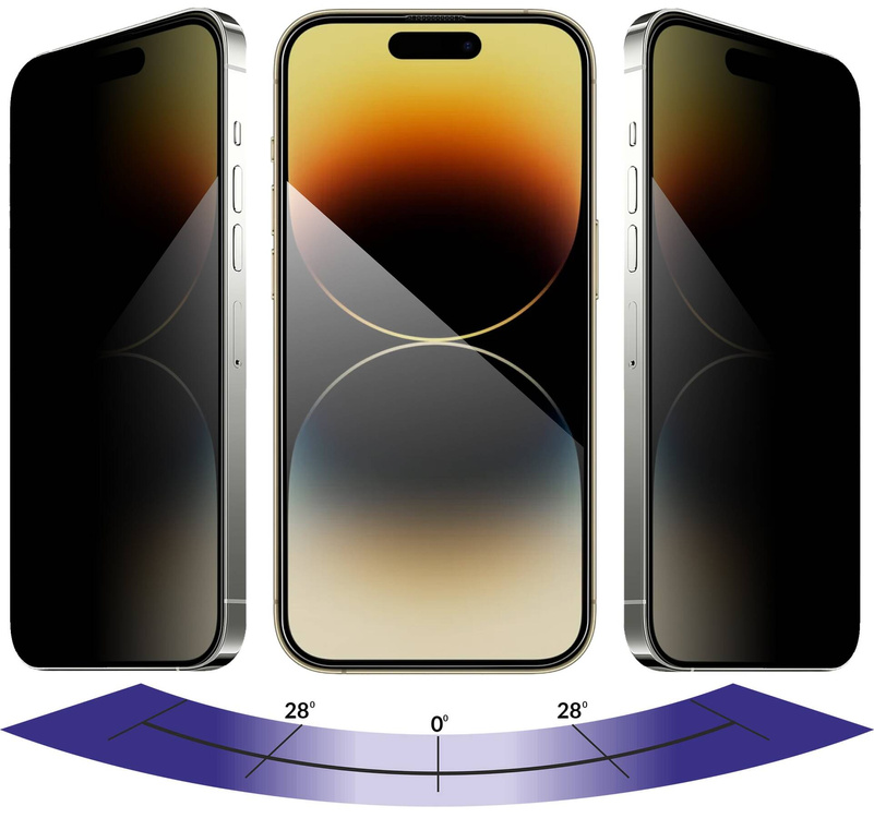 2 pcs. | moVear mBOX GLASS mSHIELD 2.5D MAX privacy for Apple iPhone 14 Pro (6.1") (Anti spy, with Applicator)