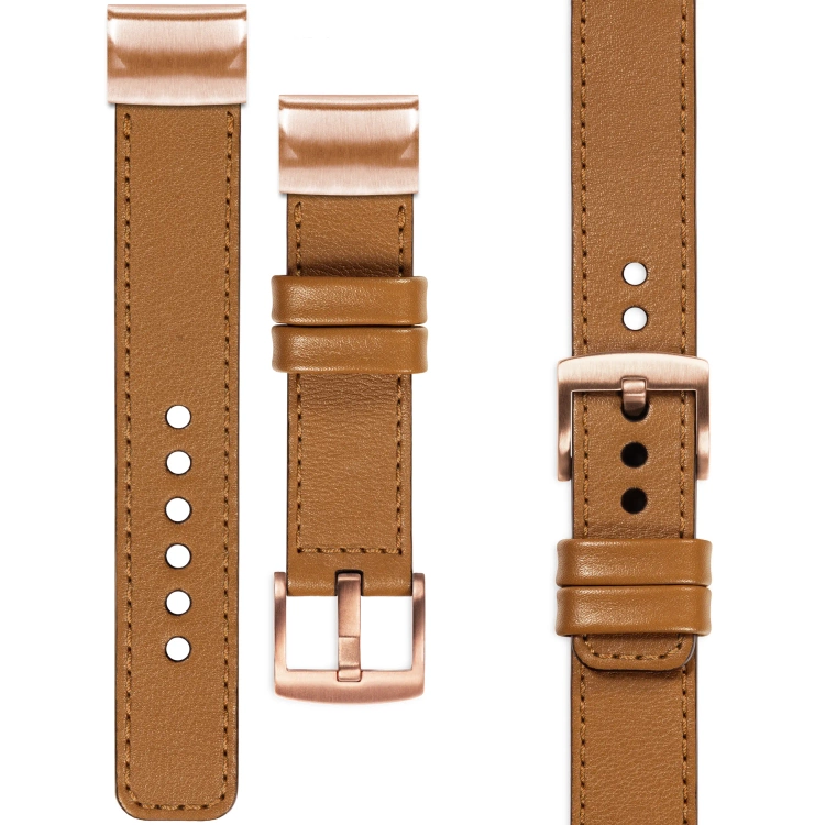 moVear Prestige C1 Leather strap for Garmin QuickFit 20mm (Fenix / Instinct - 43/42/40mm) Light brown, Light brown stitching [sizes XS-XXL and buckle to choose from]