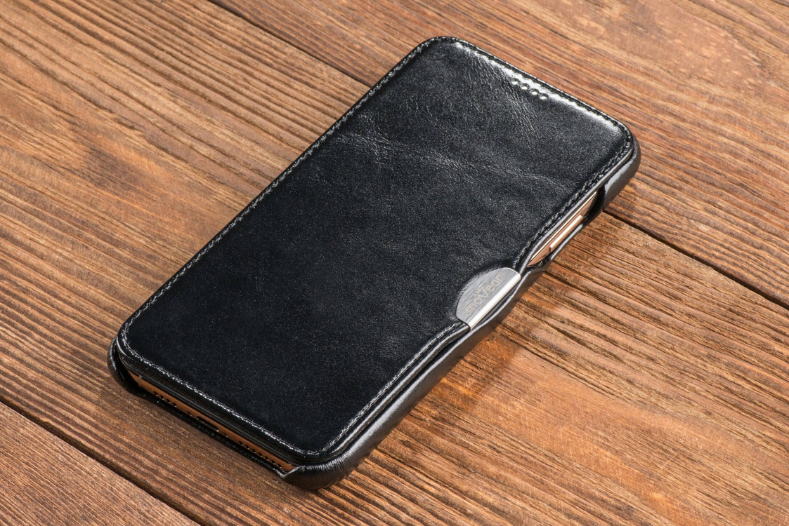 moVear flipSide C Leather case for Apple iPhone Xs MAX (6.5") | Vintage leather (Black)