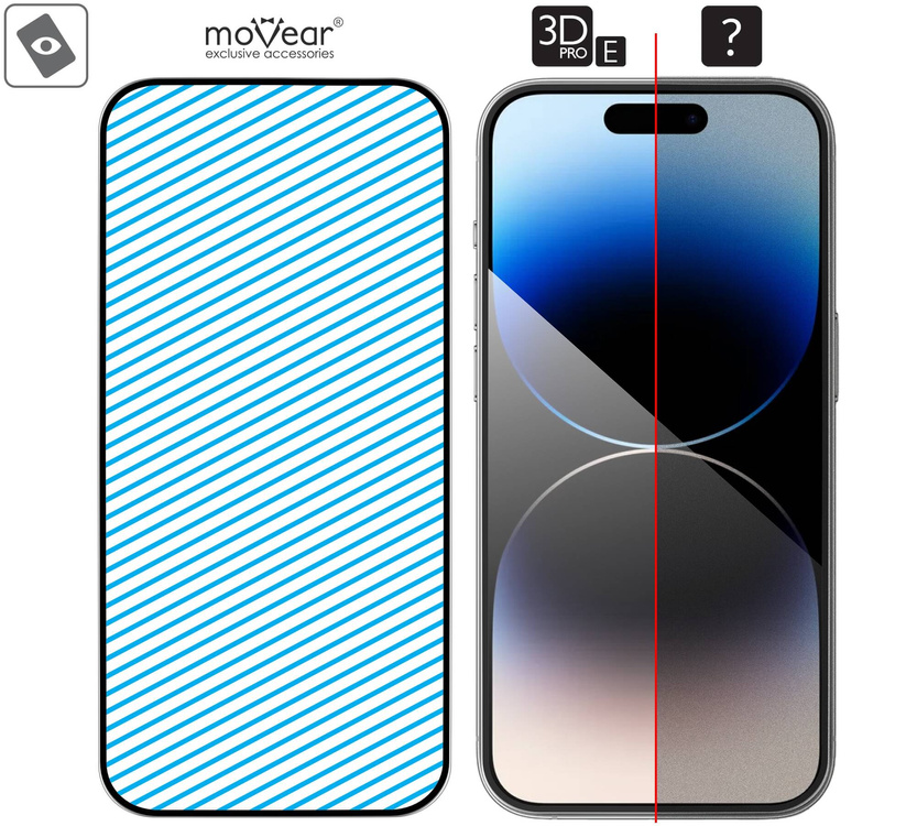 moVear GLASS mSHIELD 3D PRO-E für Apple iPhone 14 Pro Max (6.7") (Handyhülle freundlich)