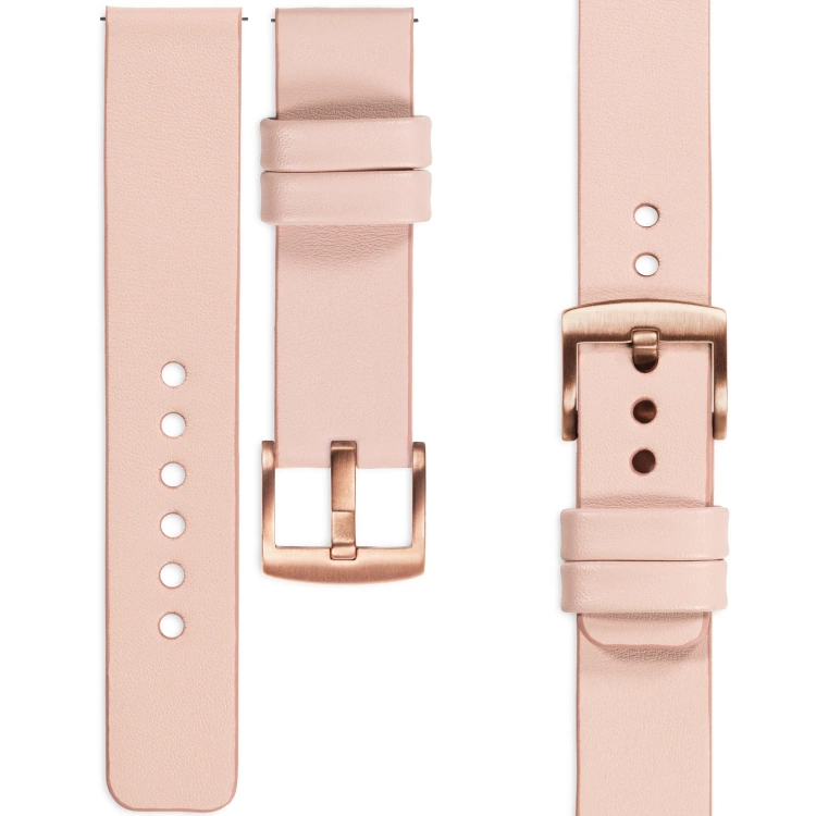 moVear Prestige S1 18mm Lederarmband für Garmin Vivoactive 4S, Venu 3S/2S, Vívomove 3S Fleisch rosa [Schließe nach Wahl]