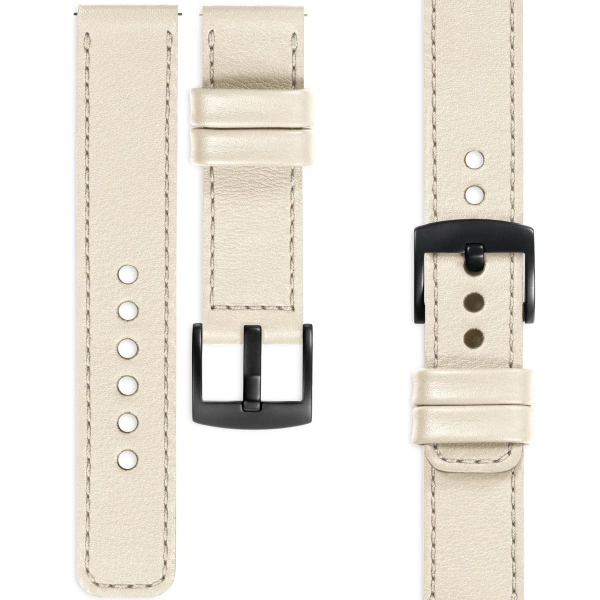 moVear Prestige C1 22mm Nude Leather strap for Garmin Vivoactive 4, Venu 3/2 | Nude stitching [sizes XS-XXL and buckle to choose from]