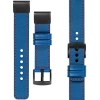 moVear Prestige C1 Lederarmband für Garmin QuickFit 20mm (Fenix / Instinct - 43/42/40mm) Blau, Blau Nähte [Größen XS-XXL und Schnalle zur Auswahl]