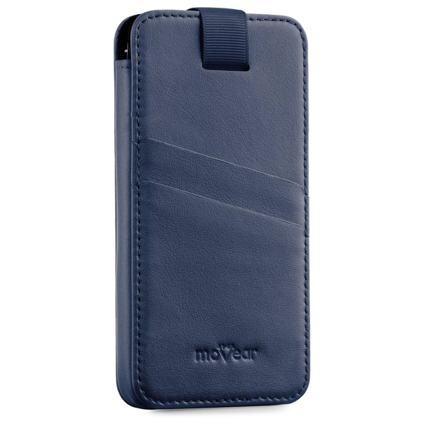 moVear pocketCase C+ Slide in leather Bag Pouch for Apple iPhone 16/15/14 Plus, 13/12/11 Pro MAX, Xs MAX / 11 / XR / 8/7/6 Plus | Nappa leather (Navy blue)