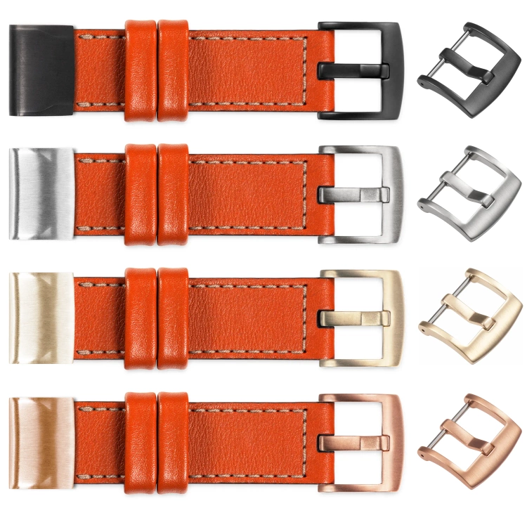 moVear Prestige C1 Leather strap for Garmin QuickFit 20mm (Fenix / Instinct - 43/42/40mm) Orange, Orange stitching [sizes XS-XXL and buckle to choose from]
